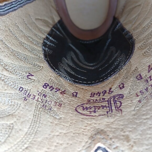 JUSTIN VINTAGE 80'S NWT DARK BROWN LEATHER WESTERN COWBOY BOOTS SIZE 7B B9648 - Picture 8 of 16